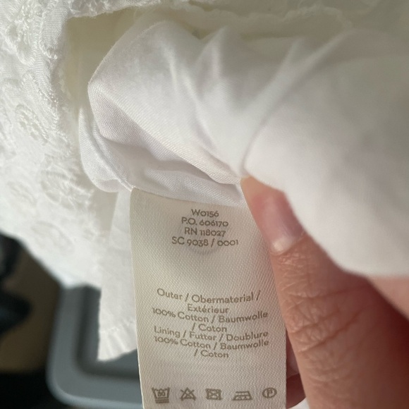 Boden White Cotton Gauze Material Eyelet Midi Dress Size 8 - Picture 10 of 14
